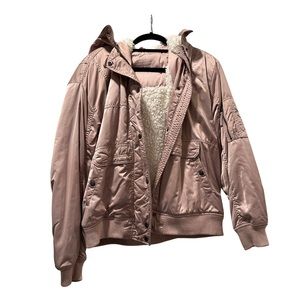 American Eagle Pink Bomber Jacket w/ Hood Sherpa sz XL